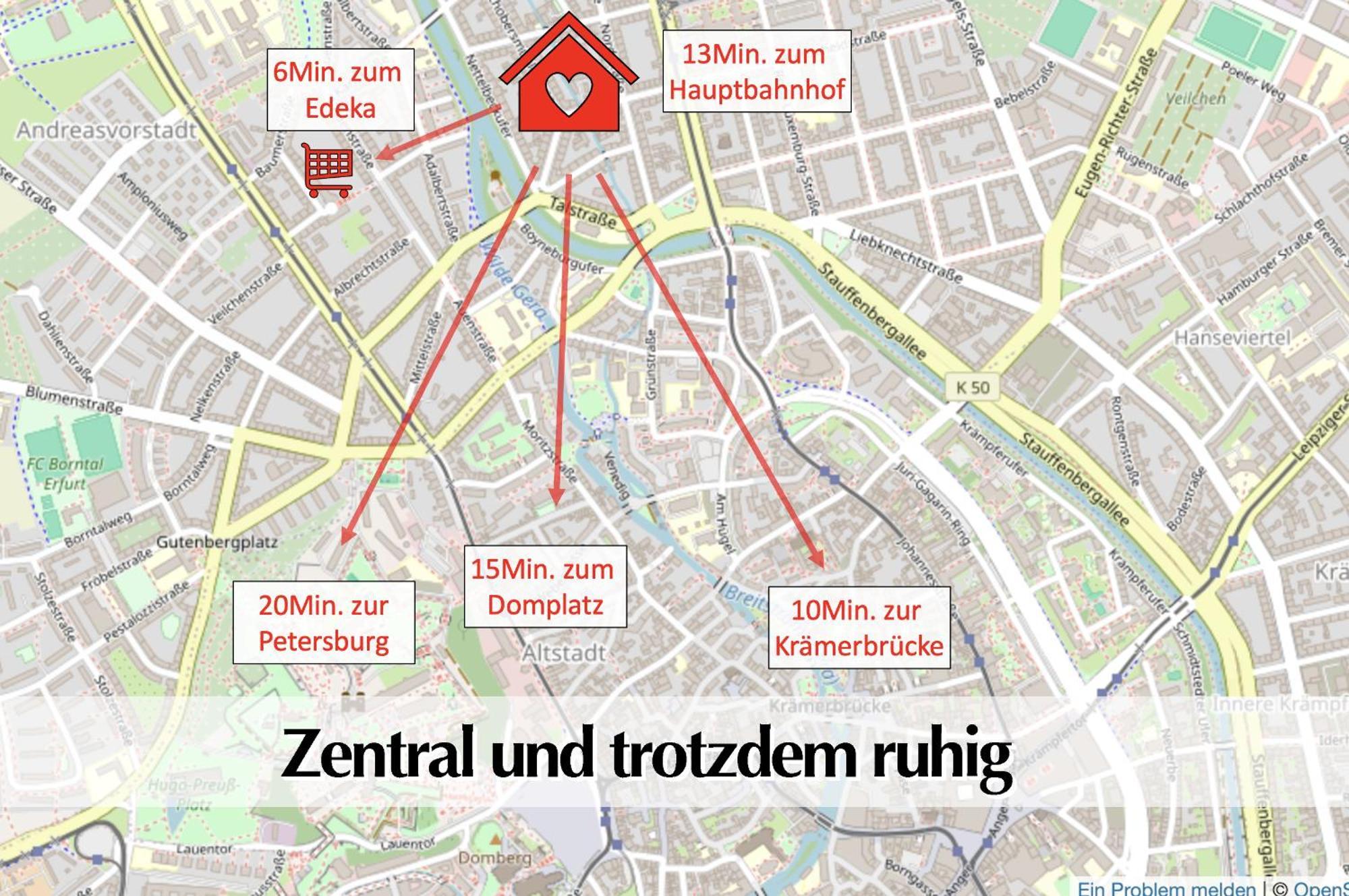 Stadtperle Am Plaetschernden Wasser - 50M2 2R Malerische Fewo In Top Lage Erfurt Dış mekan fotoğraf